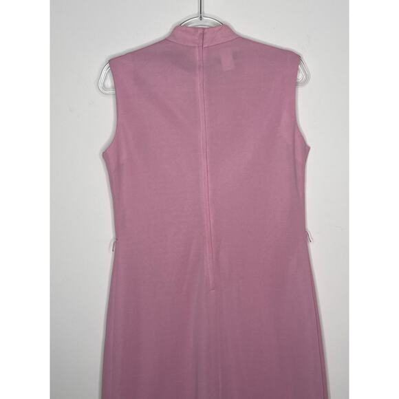 1960s Bleeker Street Pink Pintuck Mod Shift Dress high neck sleeveless medium - Picture 7 of 10